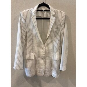 Etophe Studios Womens White Pinstripe Two Button Blazer Jacket Size S